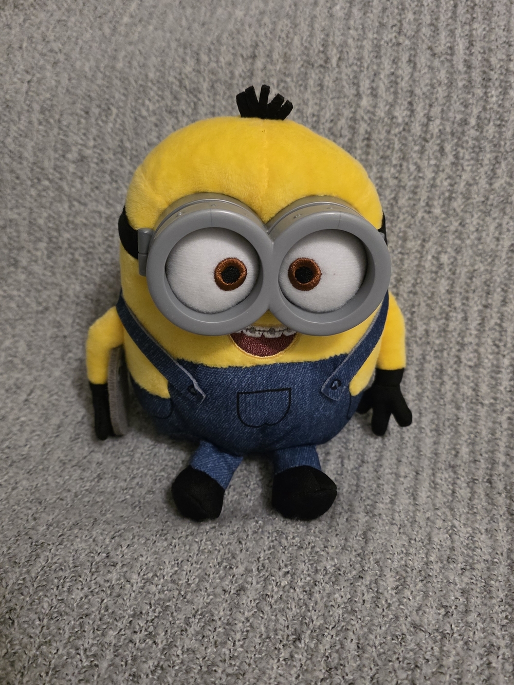 Yellow Minion Plush Doll with Denim Overalls